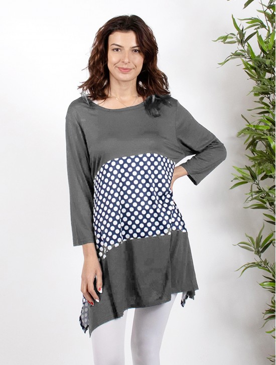 Sleeved Fashion Top W/ Polka Dots Pattern